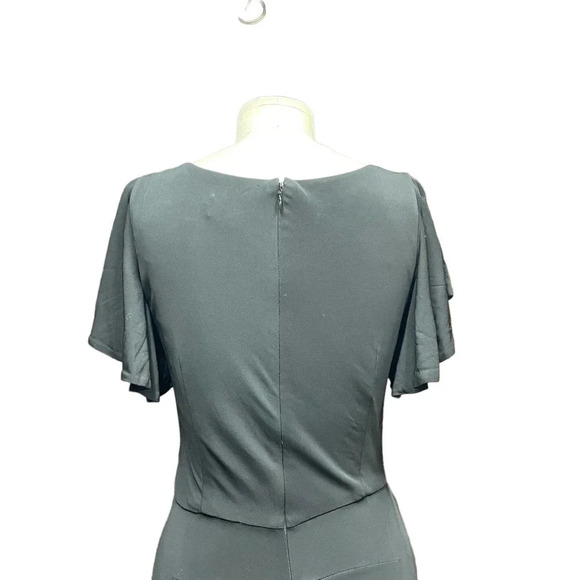 Rickie Freeman Teri Jon Black Flutter Sleeve Ruffle Long Gown Size 8‎ - Picture 7 of 12